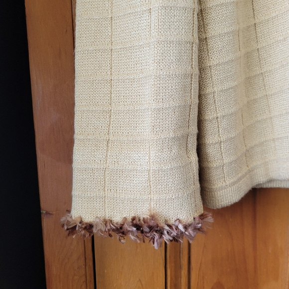 NWT Vintage Cream Knit Jacket with Eyelash Fringe Details Medium - Picture 6 of 13